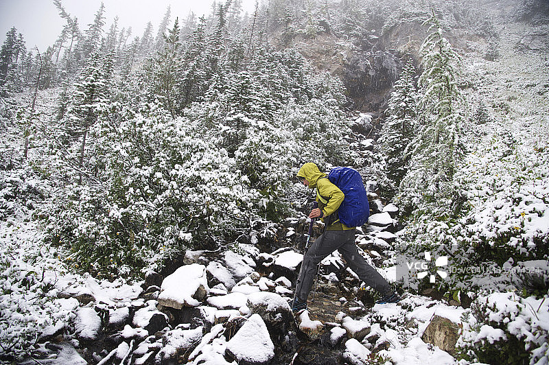 冰川峰荒野背包旅行图片素材