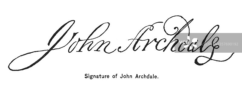 约翰·阿奇代尔签名，英国殖民时期北卡罗来纳州和南卡罗来纳州州长图片素材