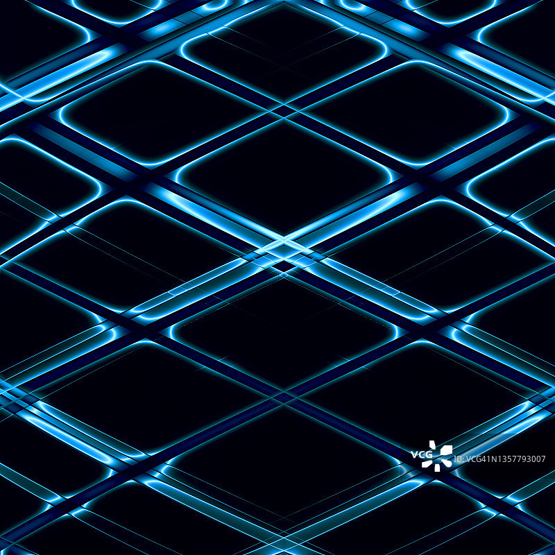 黑色背景上抽象的蓝色平行金属闪烁菱形条纹图片素材