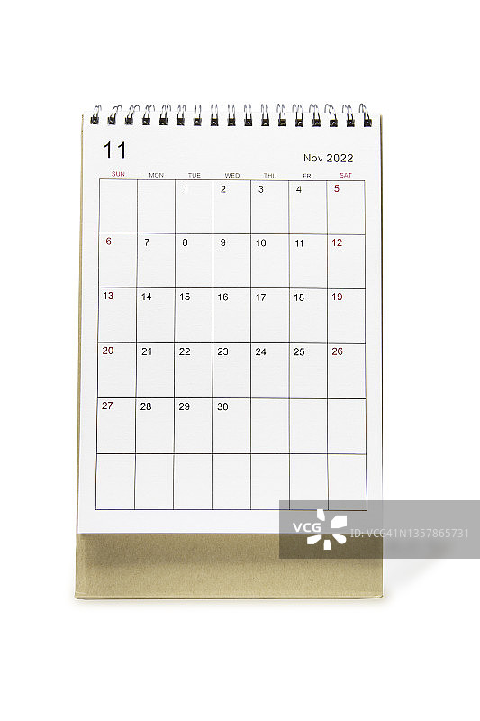 2022年十一月台历，用于规划和提醒图片素材
