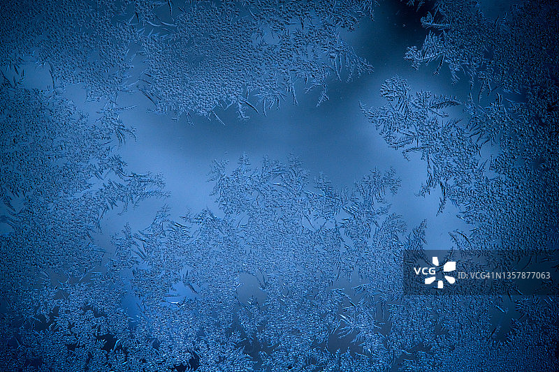 玻璃表面的霜花图案图片素材