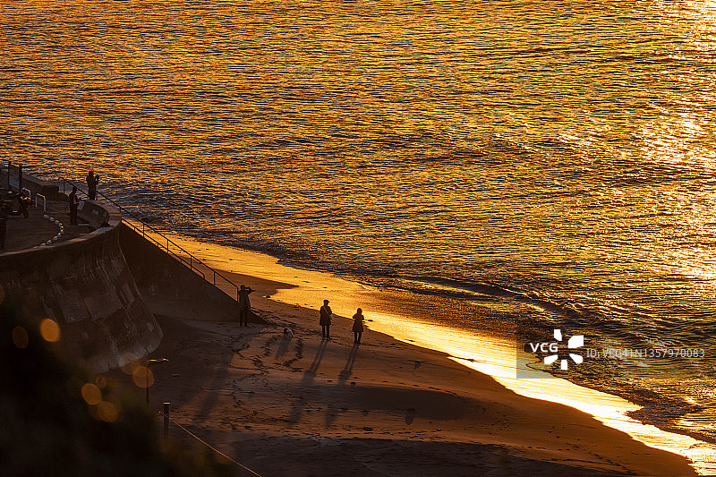 日本神奈川的清晨海滩图片素材