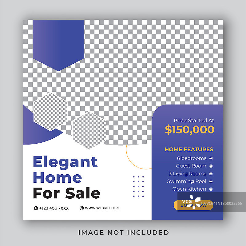 优雅的待售房屋房地产社交媒体帖子模板图片素材