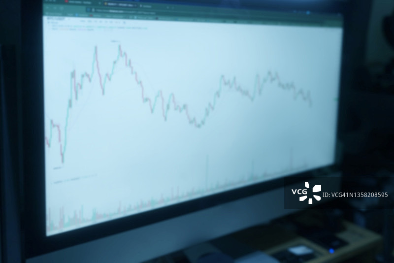 屏幕上加密货币交易的模糊动态图片素材