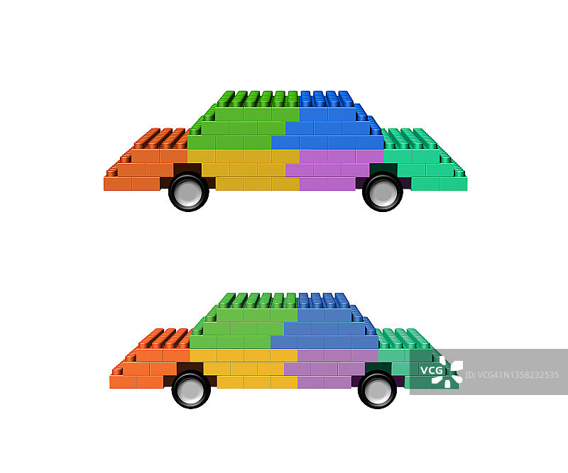 汽车玩具积木3D模型图片素材