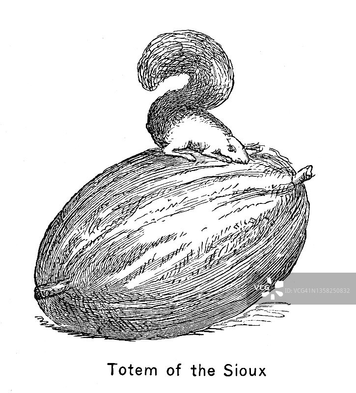 苏族部落图腾老式雕刻插图图片素材