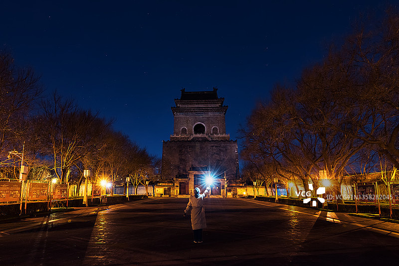 北京钟楼夜景图片素材