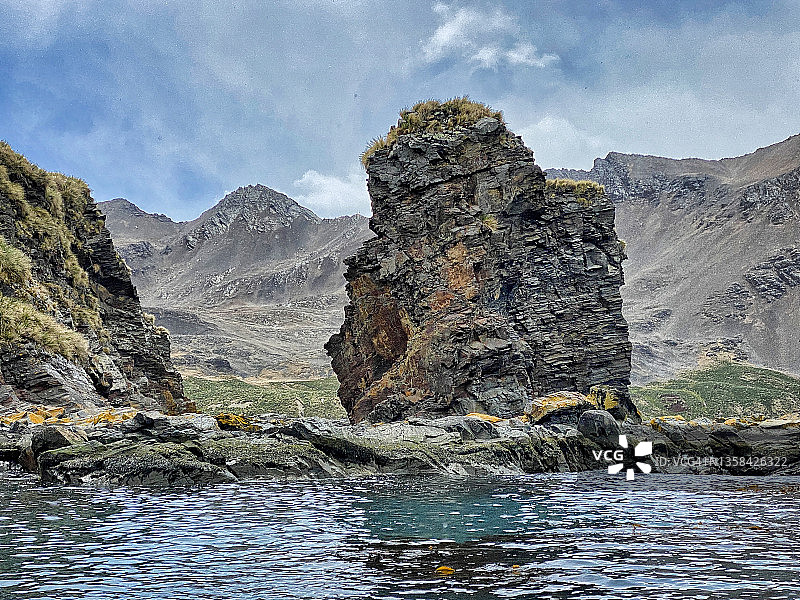 南乔治亚，杰森港的地层岩石露头图片素材