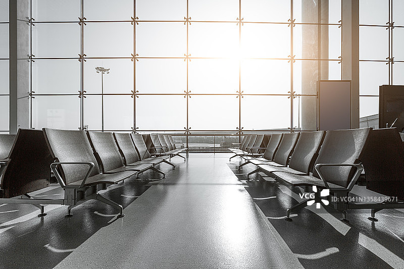 空旷的机场航站楼候机区休息室图片素材