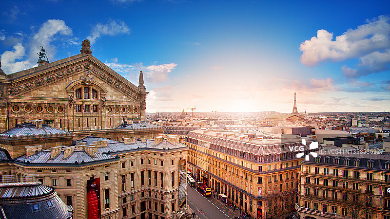 巴黎埃菲尔铁塔日落图片素材