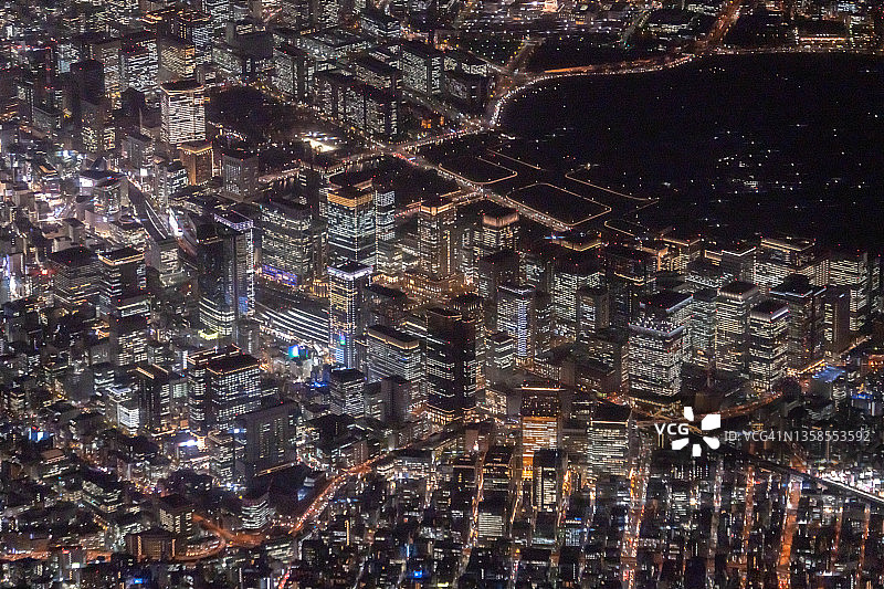 飞机航拍日本东京夜景图片素材
