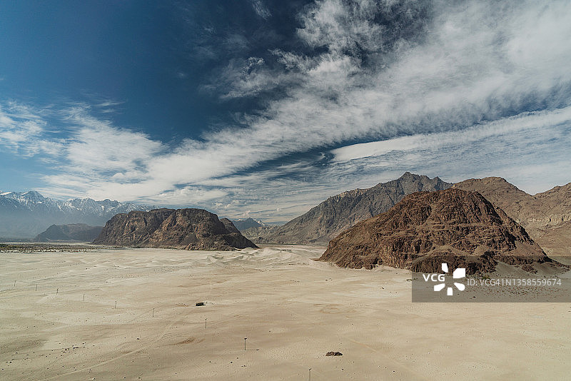 从个人视角看动力伞飞越巴基斯坦北部卡特帕纳沙漠图片素材