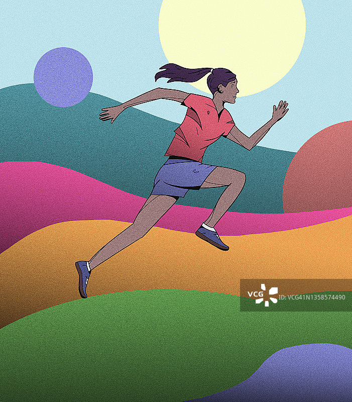 在山丘中奔跑图片素材