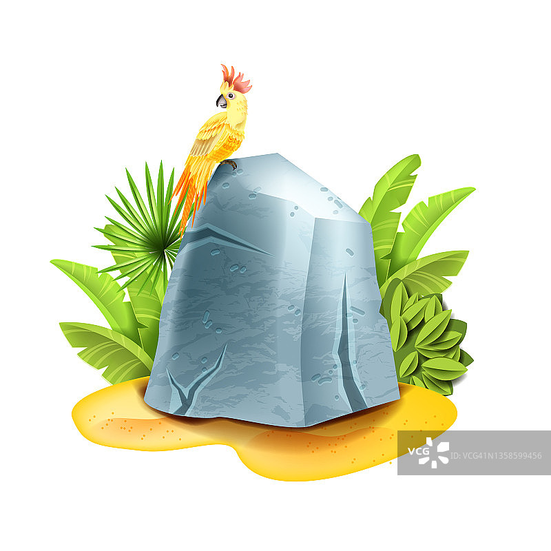 丛林石头标志牌矢量卡通游戏石板图片素材