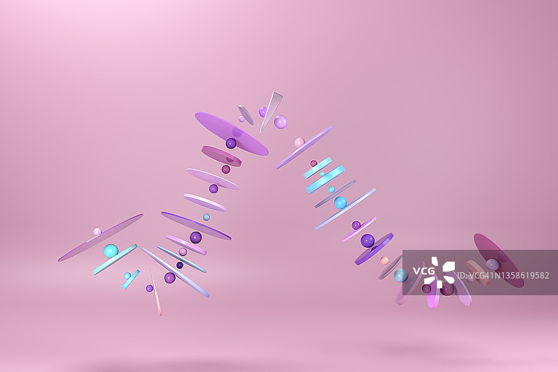 粉色调圆形和球体的计算机生成图像3D渲染图片素材