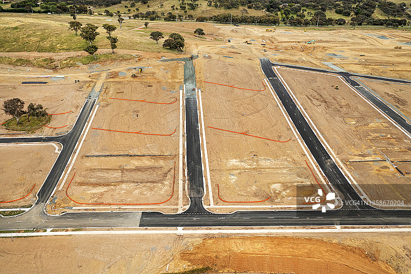 澳大利亚乡村新建住宅区道路施工图片素材