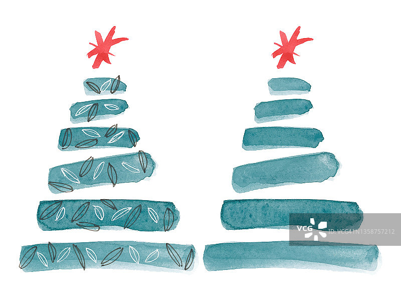圣诞树水彩插画图片素材