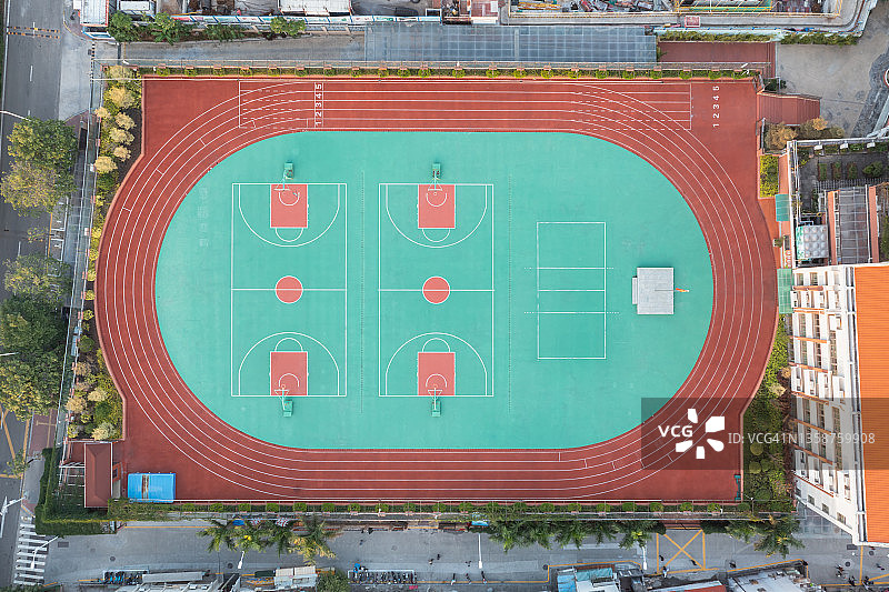 俯视学校运动场图片素材