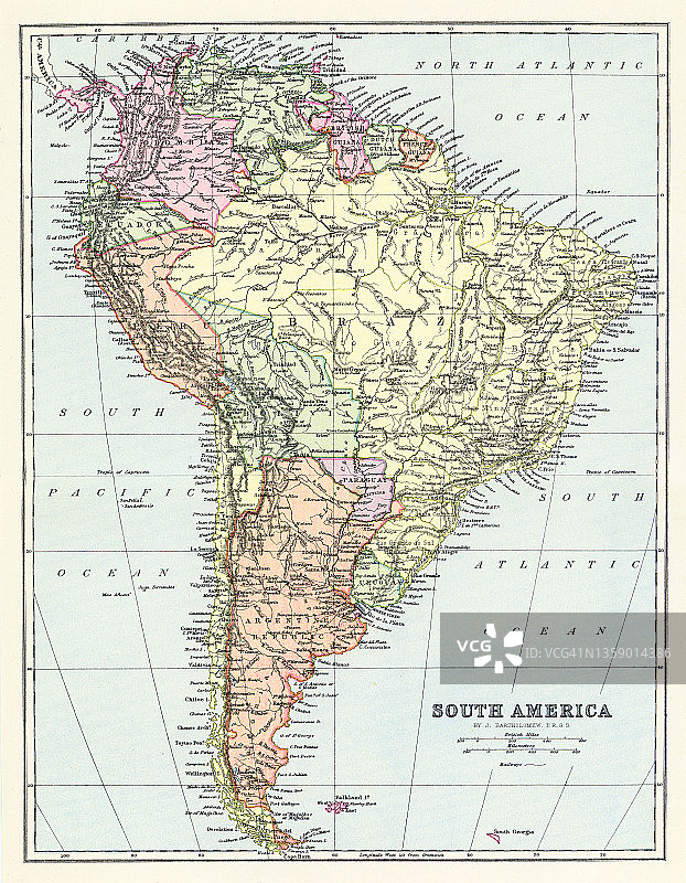 南美洲旧地图图片素材