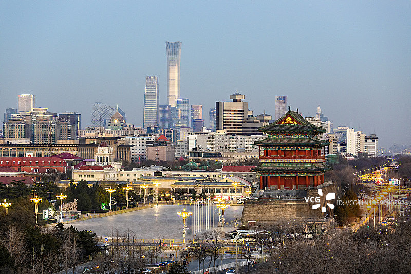 北京前门大街和CBD天际线图片素材
