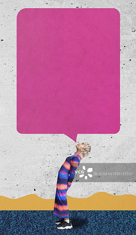 带有对话气泡的时尚年轻人图片素材