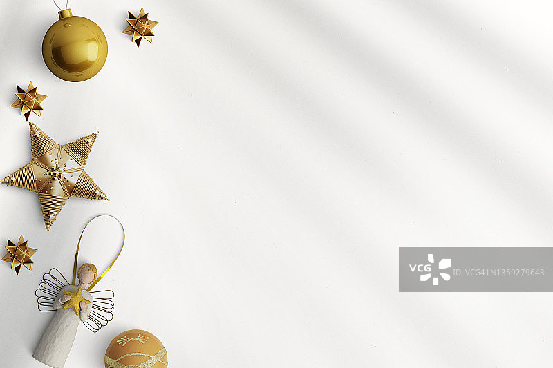 白色背景上的时尚圣诞装饰品，2022新年图片素材