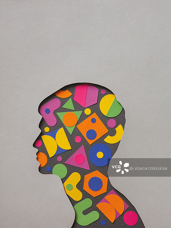 带有几何形状的纸质头像轮廓图片素材