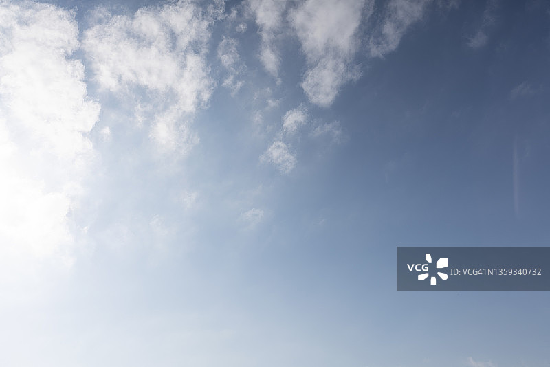 蓝色的天空映衬着白色的云朵图片素材