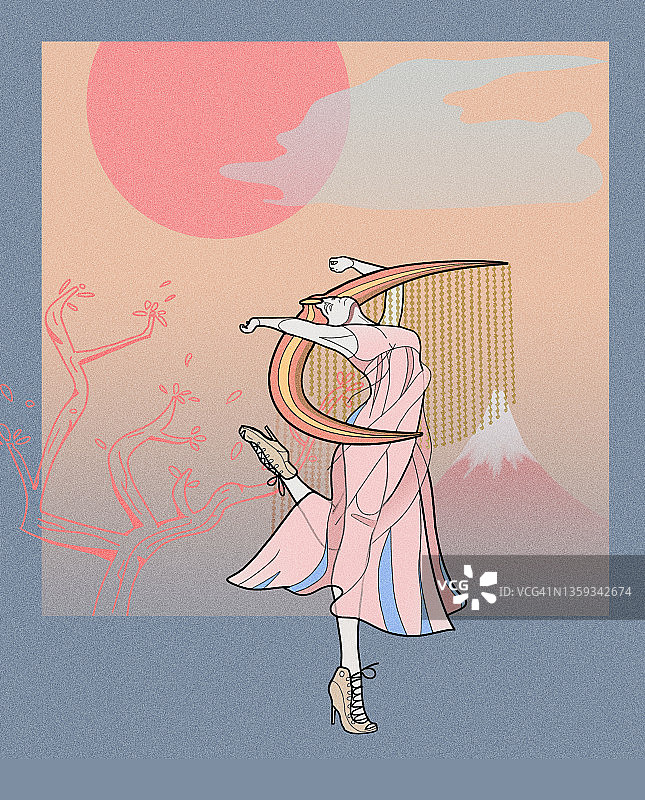 太阳和新月——幻想绘画图片素材