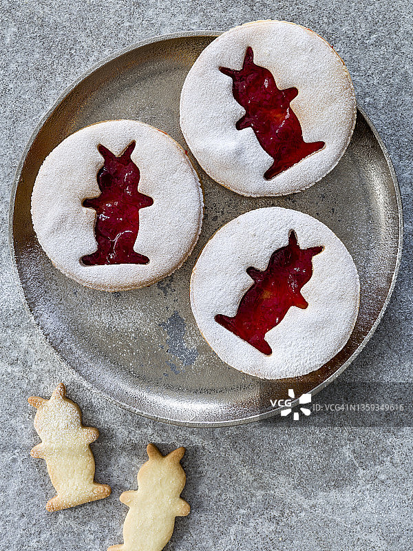 复活节兔子图案果酱饼干图片素材