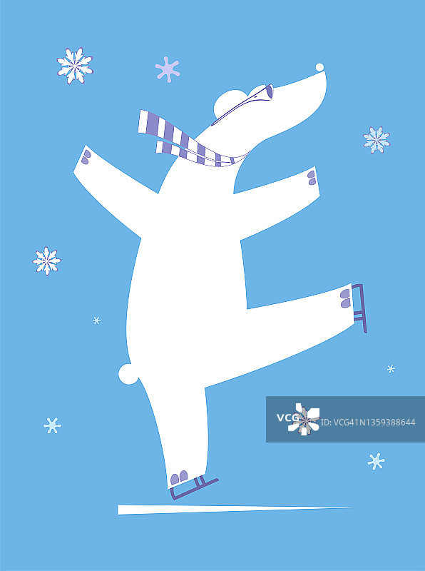 卡通滑板熊插画图片素材