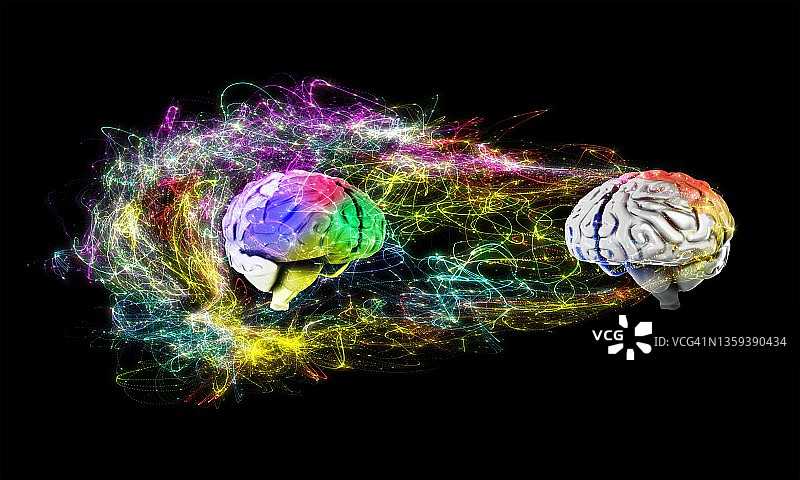 带能量场的人脑3D图图片素材