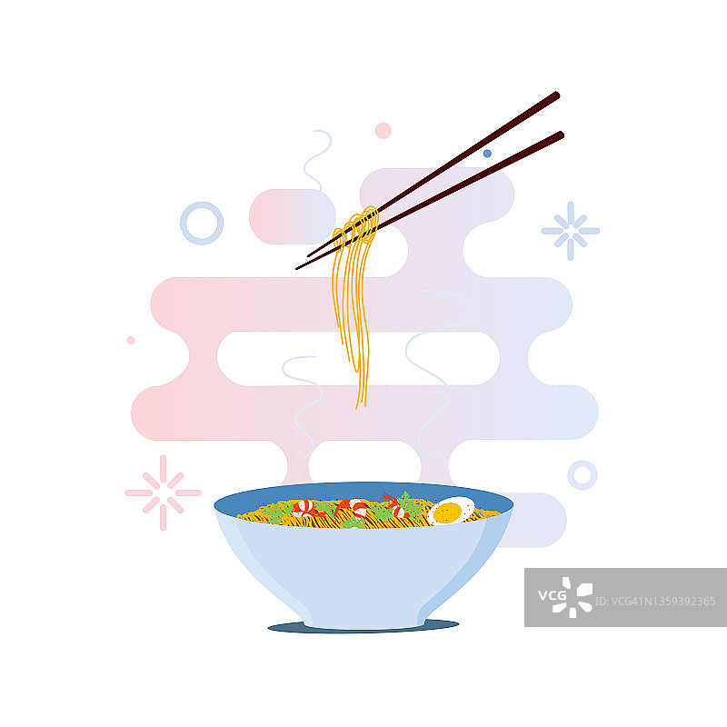 面条与筷子插画图片素材