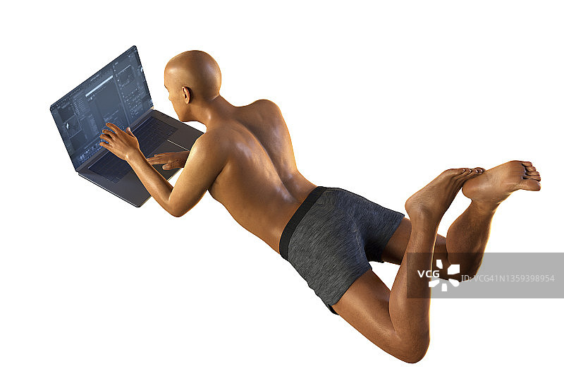 使用笔记本电脑的错误姿势插图图片素材