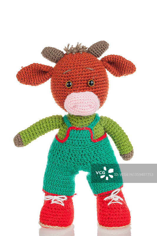 手工制作的毛线玩具公牛图片素材