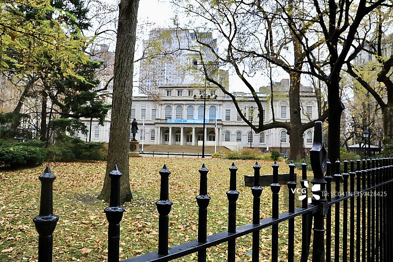 纽约市政厅公园的市政厅图片素材