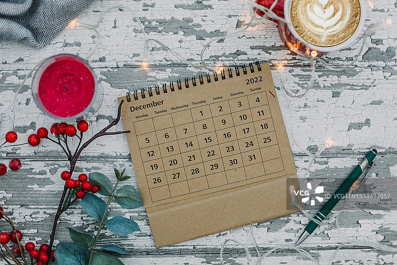 圣诞装饰十二月日历扁平风格图片素材