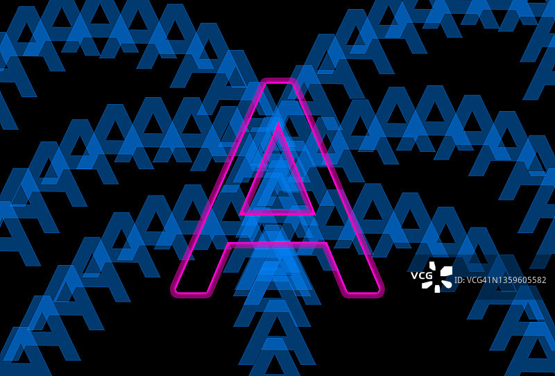 抽象插画字母“A”浅粉色发光动态“A”背景想象图形概念图片素材