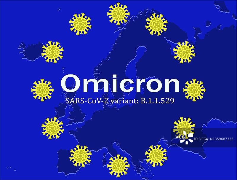 欧盟境内的新冠病毒COVID-19奥密克戎变异株，全球大流行图片素材