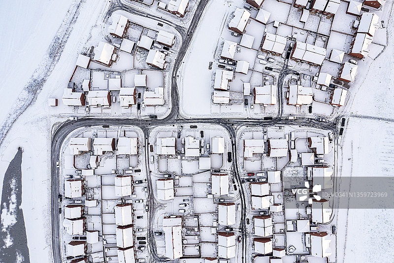 英国利奇菲尔德雪景郊区鸟瞰图片素材