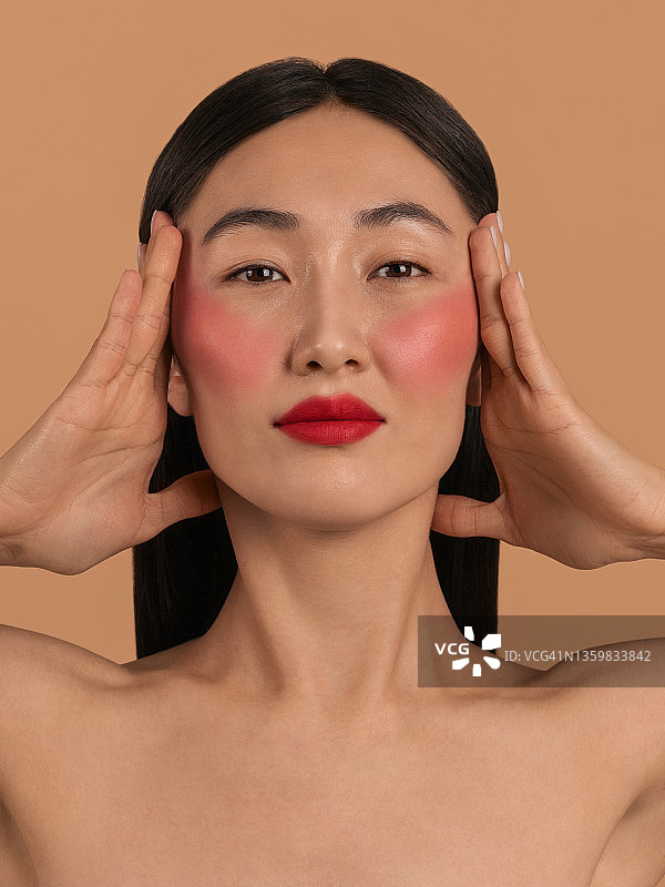 红润脸颊特写图片素材