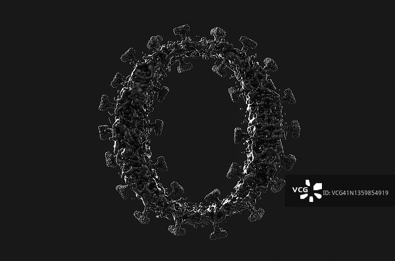 黑色背景上的新冠病毒奥密克戎标志图片素材