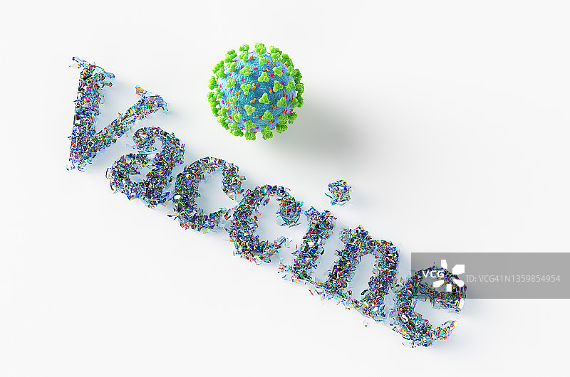 白色背景上由碎钻拼成的疫苗文字图片素材