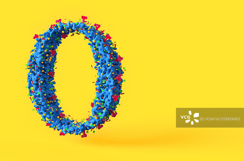 黄色背景上的新冠病毒奥密克戎标志图片素材