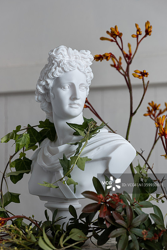 雕像和花卉布置图片素材