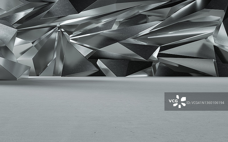 具有空旷地板的抽象水晶形状图案背景图片素材