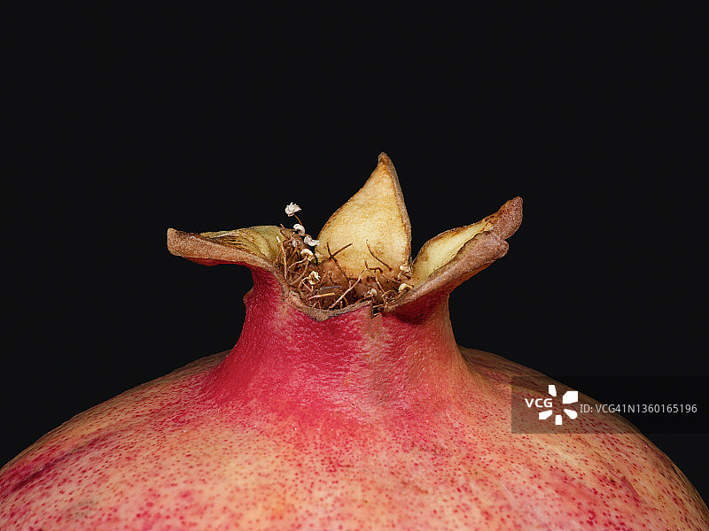 石榴顶部的特写图片素材