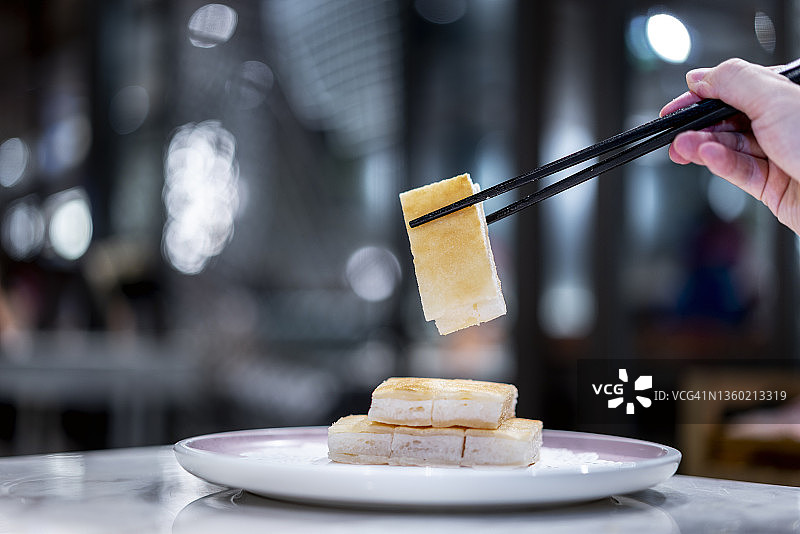 盘中伦教糕特写图片素材