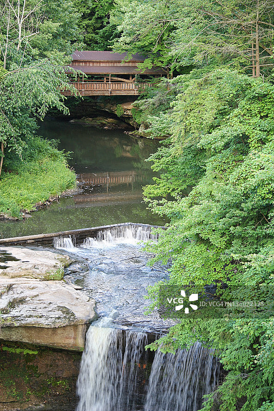 兰特曼磨坊瀑布 - 美国俄亥俄州扬斯敦图片素材