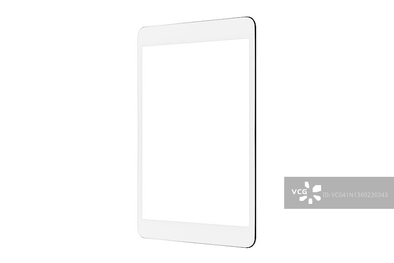 白色背景上的白色屏幕数字平板电脑模型图片素材
